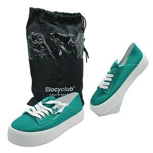 NEW Slocyclub Chunky Sneakers Aqua Blue Green Teal Lace Up Size 39 US 9 Dust Bag